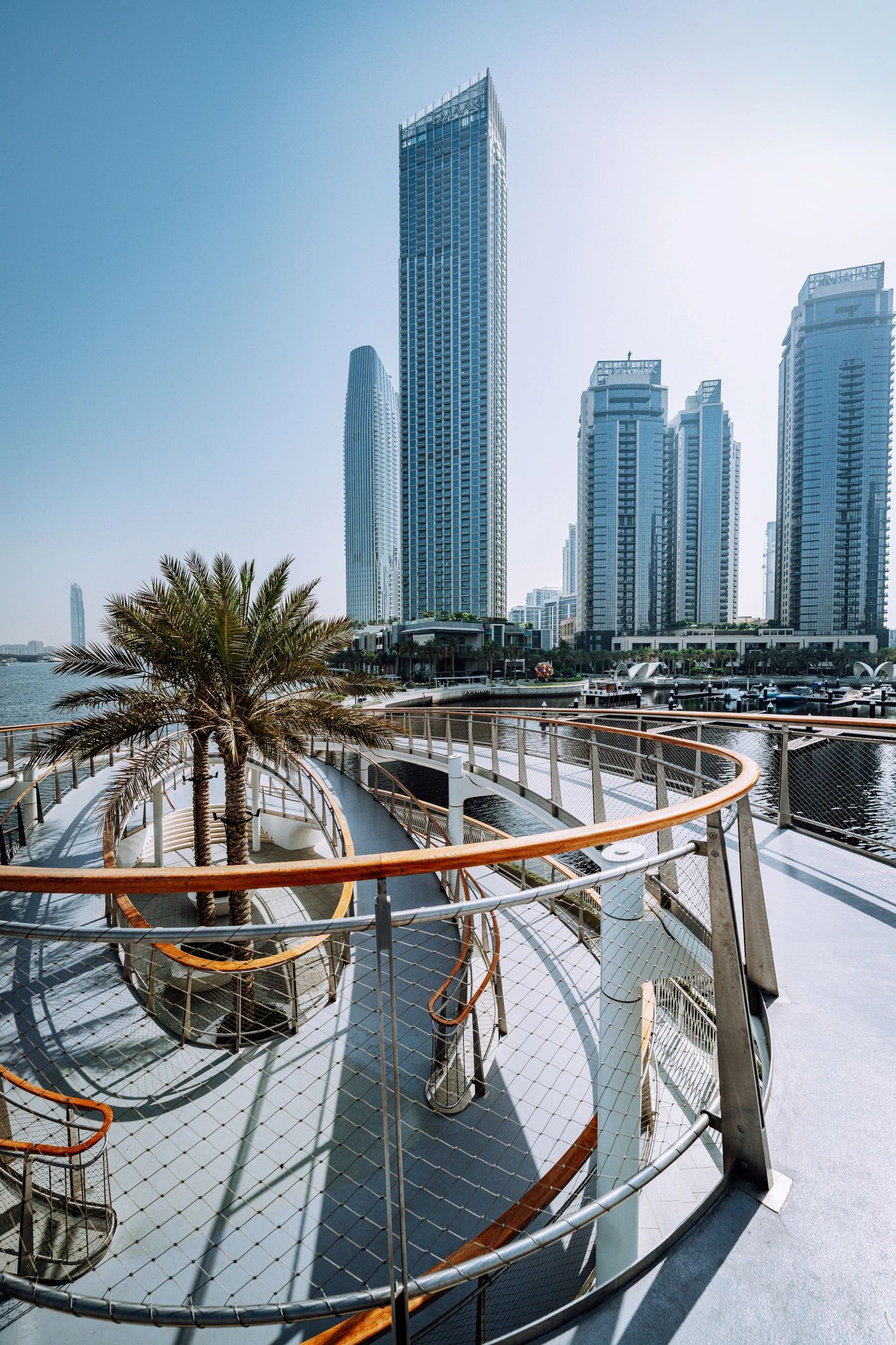 Dubai Waterfront Skyline With Modern Skyscrapers and Palm